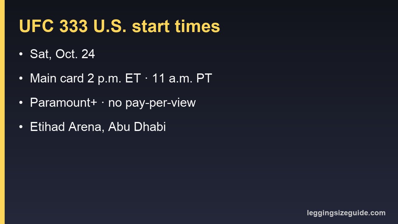 UFC 333 on Saturday, Oct. 24: main card 2 p.m. ET and 11 a.m. PT on Paramount+, no pay-per-view, at Etihad Arena in Abu Dhabi